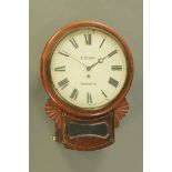 A Regency mahogany brass strung single fusee drop dial wall clock, T Atkinson Newcastle.