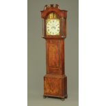 A George III oak and mahogany banded longcase clock with painted dial and eight day striking