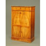 An antique walnut secretaire, now converted to a cocktail cabinet. Height 137.5 cm, width 90 cm.