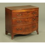 A 19th century mahogany bowfronted chest of drawers, with moulded edge,