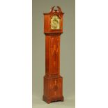 An Edwardian inlaid mahogany grandmother clock, with swans neck pediment,