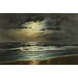 Arnold Beardsley (born India 1915), oil on canvas, Moonlit Beach Scene.