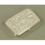 A silver purse, with calf leather interior, late 19th century, Birmingham 1894, 10.5 cm x 7.5 cm.