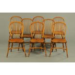 A set of eight Stewart Linford ash Windsor style dining chairs, each with crinoline stretcher.