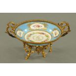 A Sevres style Chateau de Bizy metal mounted porcelain bowl,