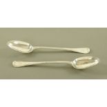 A pair of William IV silver Old English thread, gravy or basting spoons by William Eaton,