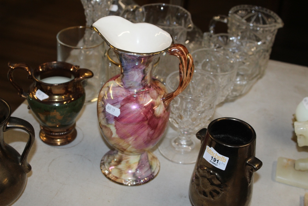 A Prinknash gold lustre pottery two-handled vase, moulded with a rose motif, 16 cm high, - Image 3 of 4