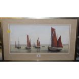 Attributed to Kay Dix "Brixham Trawlers", framed watercolour 52.