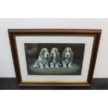 John Weiss, colour print, Basset Hound puppies, 27 cm x 41 cm, signed No.