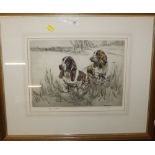 After Henry Wilkinson, a limited edition coloured engraving No 7/120, depicting Spaniels,