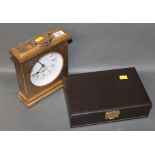 A gilt painted decorative quartz mantle clock the dial marked Louis Barnard, 23 cm high,