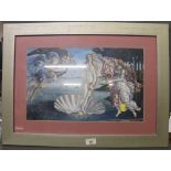 After Sandro Botticelli, colour print, "The birth of Venus",