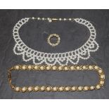 A cultured pearl and gilt metal collar of Edwardian design,