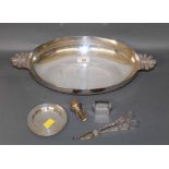 A Belgium silver plated oval two-handled entree dish or bowl, by Wiskemann, 40 cm x 21 cm x 6 cm,