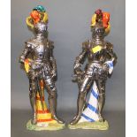 A pair of mid 20th century Italian pottery Knight figures,