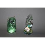 A Mdina glass horse head paperweight,