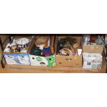 Six boxes of mixed decorative home wares, including Victorian and later china, electric table lamps,