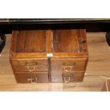 A vintage panelled oak and pine four drawer filing chest, 49 cm x 38 cm x 35 cm high (with damage).