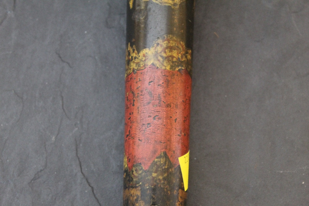 An early Victorian painted and turned wood truncheon decorated with V R Scyther on ebonised - Image 2 of 2