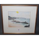 After E Sizeman, ink and watercolour wash, coastal scene, mounted, framed and glazed,