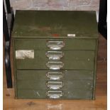 A vintage Veteran series green painted metal six drawer filing chest, 41 x 26 x 37 cm high,