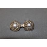 A pair of vintage George Jensen silver leaf pattern clip on earrings design No: 74,