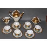 A continental gilt decorated coffee set,