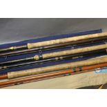 Three match rods, to include a Kevin Ashurst rod in three sections, 12',