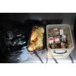 A large box and two bags containing various fly tying and other hooks,