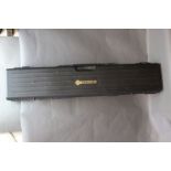 Steyr Mannlicher a hard plastic rifle case with foam lined interior. Length 121 cm.
