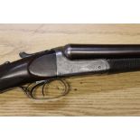 J & W Tolley a 12 bore side by side shotgun, with 30" Damascus barrels, half and improved choke,