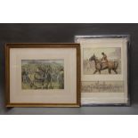 Snaffles, two prints - a Tiger and Irish Racing, framed and mounted.