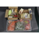 Three boxes of Ultra Flash tinsel, bobbins, threads, packets of seal fur Dubbin etc.