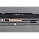 Sierra Ferox trout fly rod, in four sections, 10', Line 7 with tube.