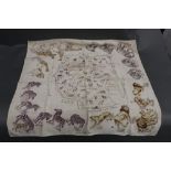 Maisie Robertson for Rowland Ward, Nairobi and London, a silk scarf depicting lions, zebras,