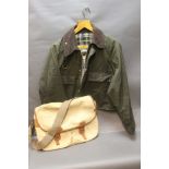 Barbour Spey wading jacket Size L, together with a vintage Barbour fishing bag,