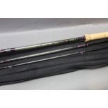 A Daiwa Whisker salmon fly Mk II salmon fly rod, in three sections, 15', line 9-11.