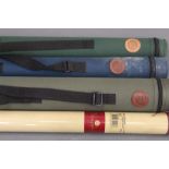 Four Hardy rod tubes, ranging in length from 114 cm to 84 cm.