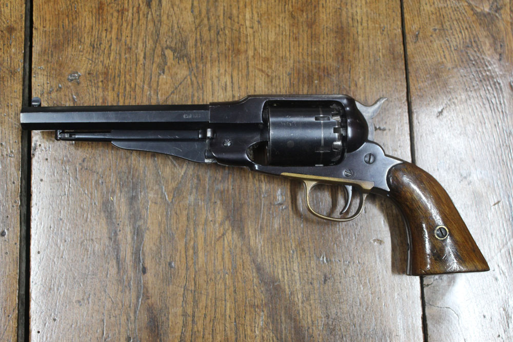 Navy Arms Company cal 36 black powder revolver, 6 1/4" barrel. Serial No. 3450.