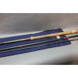 Bruce and Walker Norway salmon fly rod, in three sections, 15', line 10-12.
