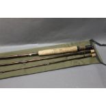 Sharpes hand built Scottie trout fly rod, in three sections 10' 6", line 7-9.