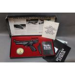 A Webley Hurricane cal 22 over lever air pistol, with original box, instructions,