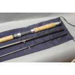 Temple's of Whitley Bay a salmon fly rod, in three sections +/- 12' 6".