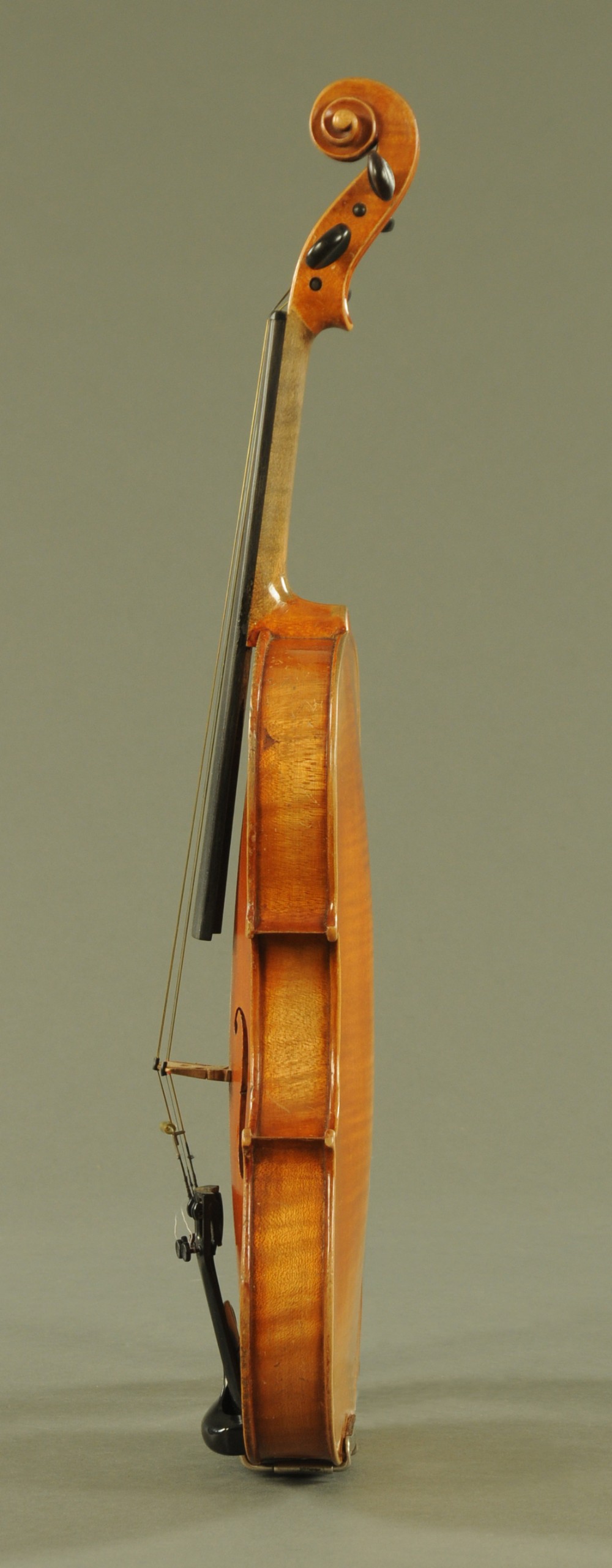 A 19th century full size violin with figured two piece back, - Image 3 of 11