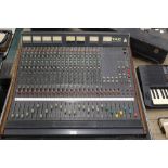 A TAC Scorpion 20 channel mixing desk with teak edging, 92 cm wide (no PSU),