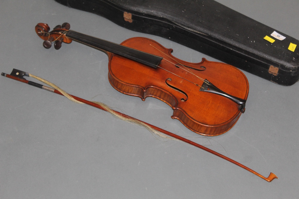 A 19th century full size violin by Anton Hoffman with figured two piece back, - Image 2 of 2