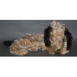 A 1930's mohair dog pyjama case, in the Alpha Farnell style, having cream coloured body, black ears,