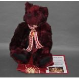 A soft plush "Rufus" Charlie Bear, CB121003A, having a reddish brown fur covered body,
