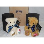 A pair of Merrythought teddy bears, designed for the London 2012 Olympics,