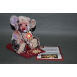 A soft plush "Ragsy" Charlie Bear, CB604748C, having embroidered facial details, sculpted paws,